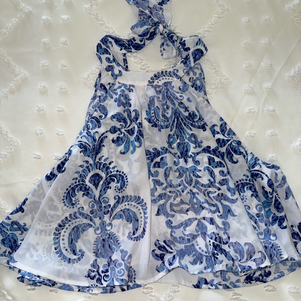 Show Me Your MuMu Blue and White Crop Top